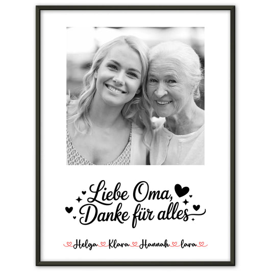 Personalisiertes Poster Oma Plakat - Liebe Oma Danke für alles