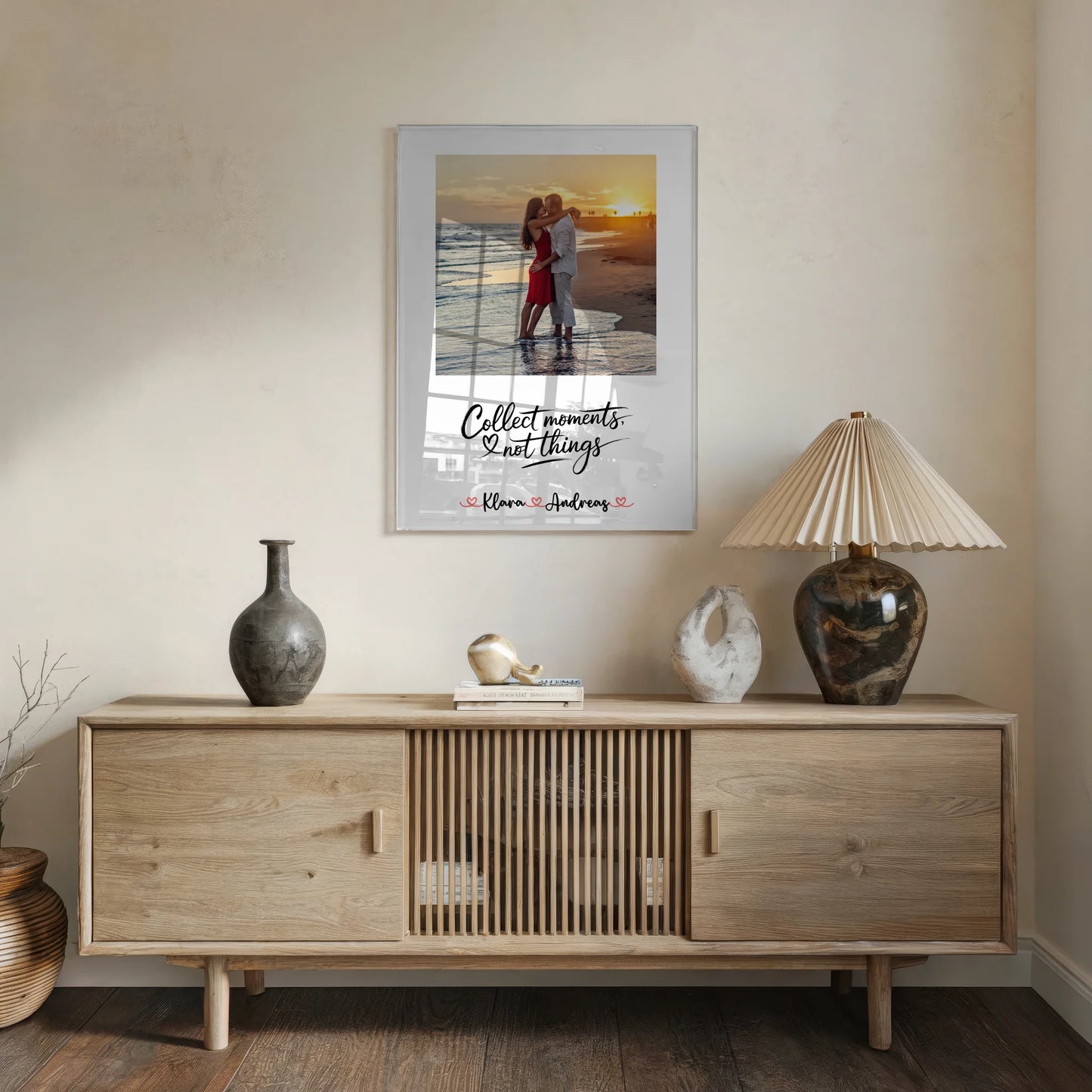 Personalisiertes Acrylglas Collect Moments Not Things für Paare mit Namen & Foto