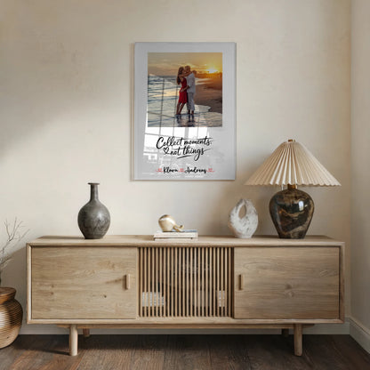 Personalisiertes Acrylglas Collect Moments Not Things für Paare mit Namen & Foto