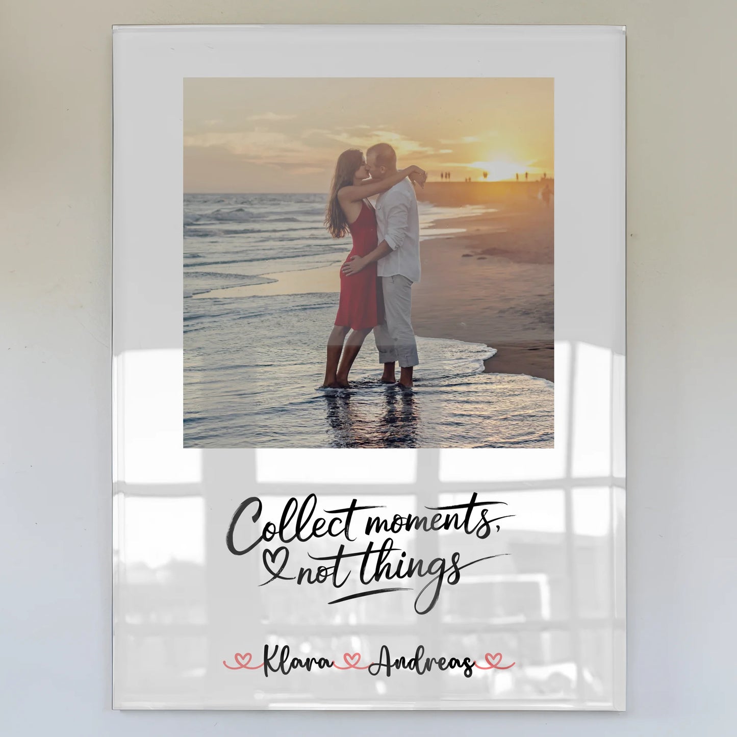 Personalisiertes Acrylglas Collect Moments Not Things für Paare mit Namen & Foto