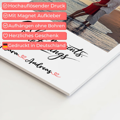 Magnet Poster Fotoboard Personalisiert für Paare mit Namen & Foto, eigener Spruch
