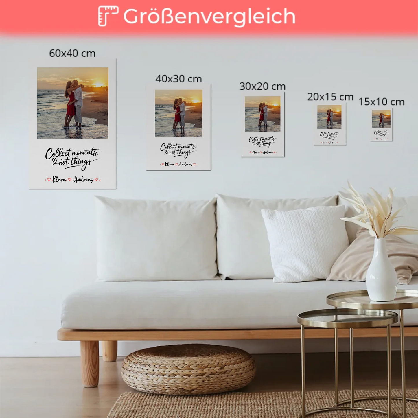 Magnet Poster Fotoboard Personalisiert für Paare mit Namen & Foto, eigener Spruch