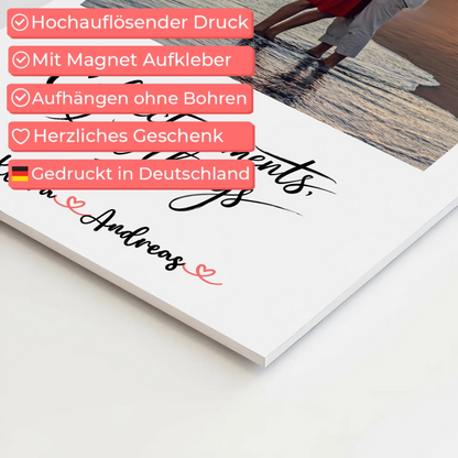 Magnet Poster Fotoboard Personalisiert für Paare mit Namen & Foto, eigener Spruch