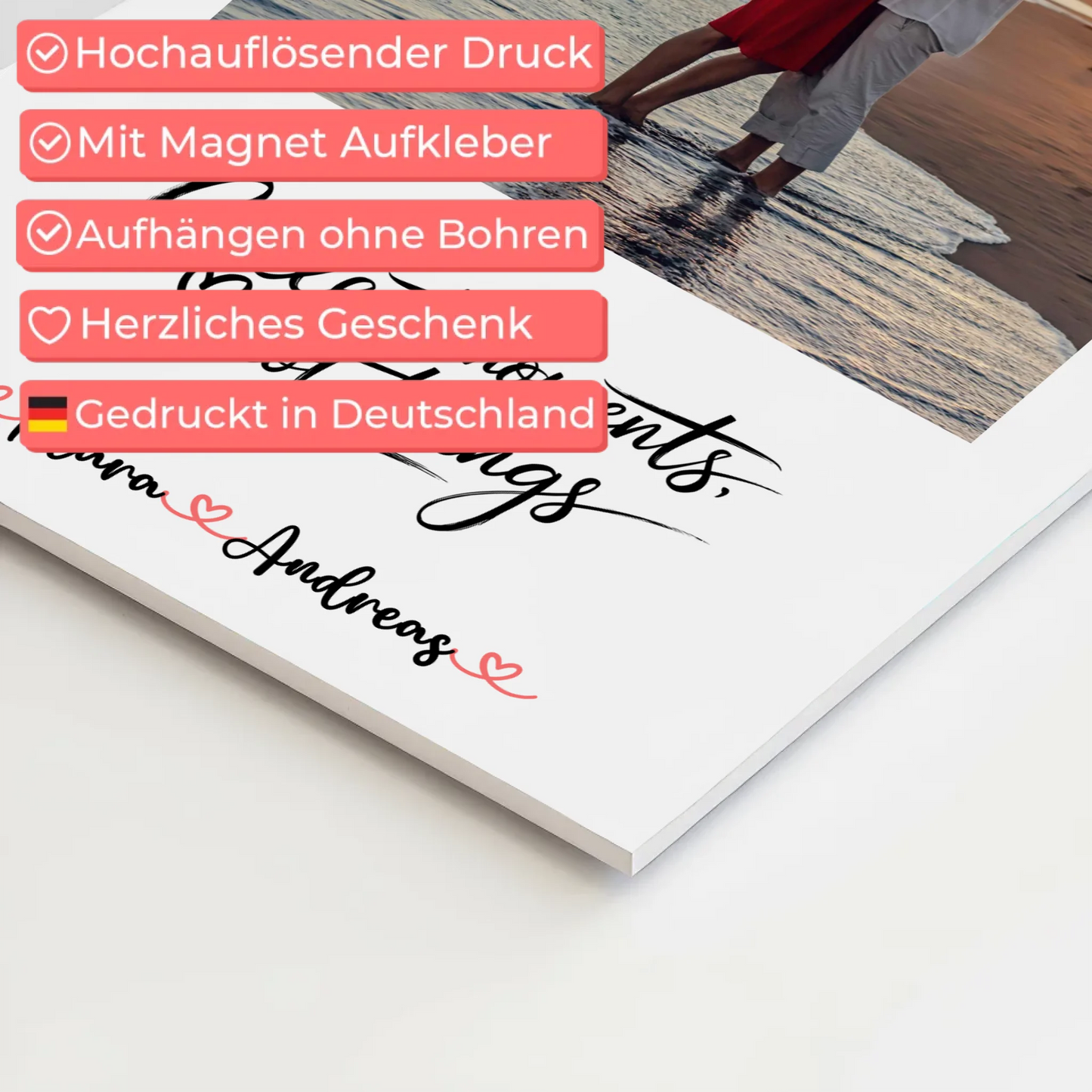 Magnet Poster Fotoboard Personalisiert für Paare mit Namen & Foto, eigener Spruch