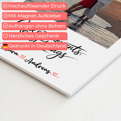 Magnet Poster Fotoboard Personalisiert für Paare mit Namen & Foto, eigener Spruch