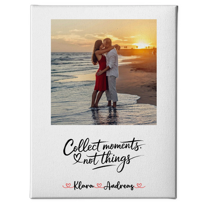 Leinwand Paare Collect Moments Not Things mit 1 Foto, Hintergrundbild, Namen & Wunschtext