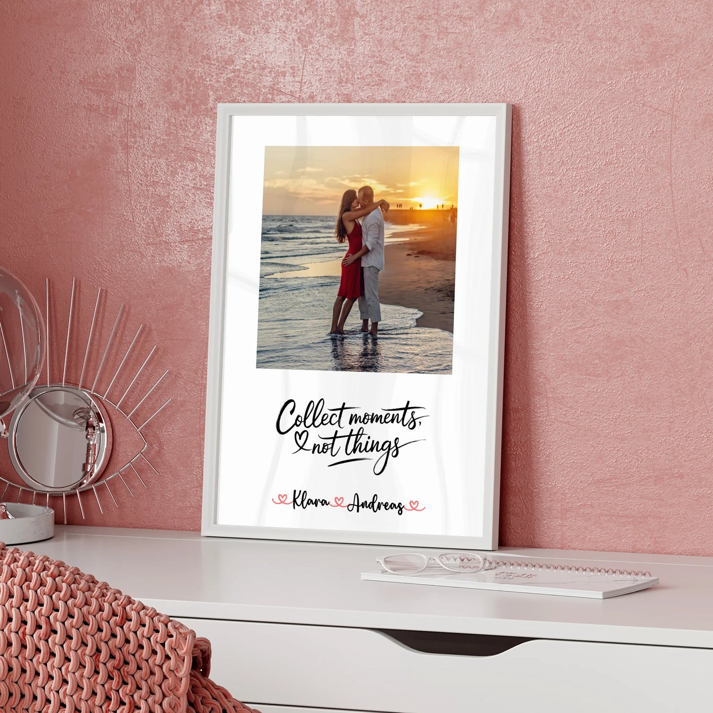 Pärchen Poster Personalisiert - Collect Moments Not Things mit Namen & Foto