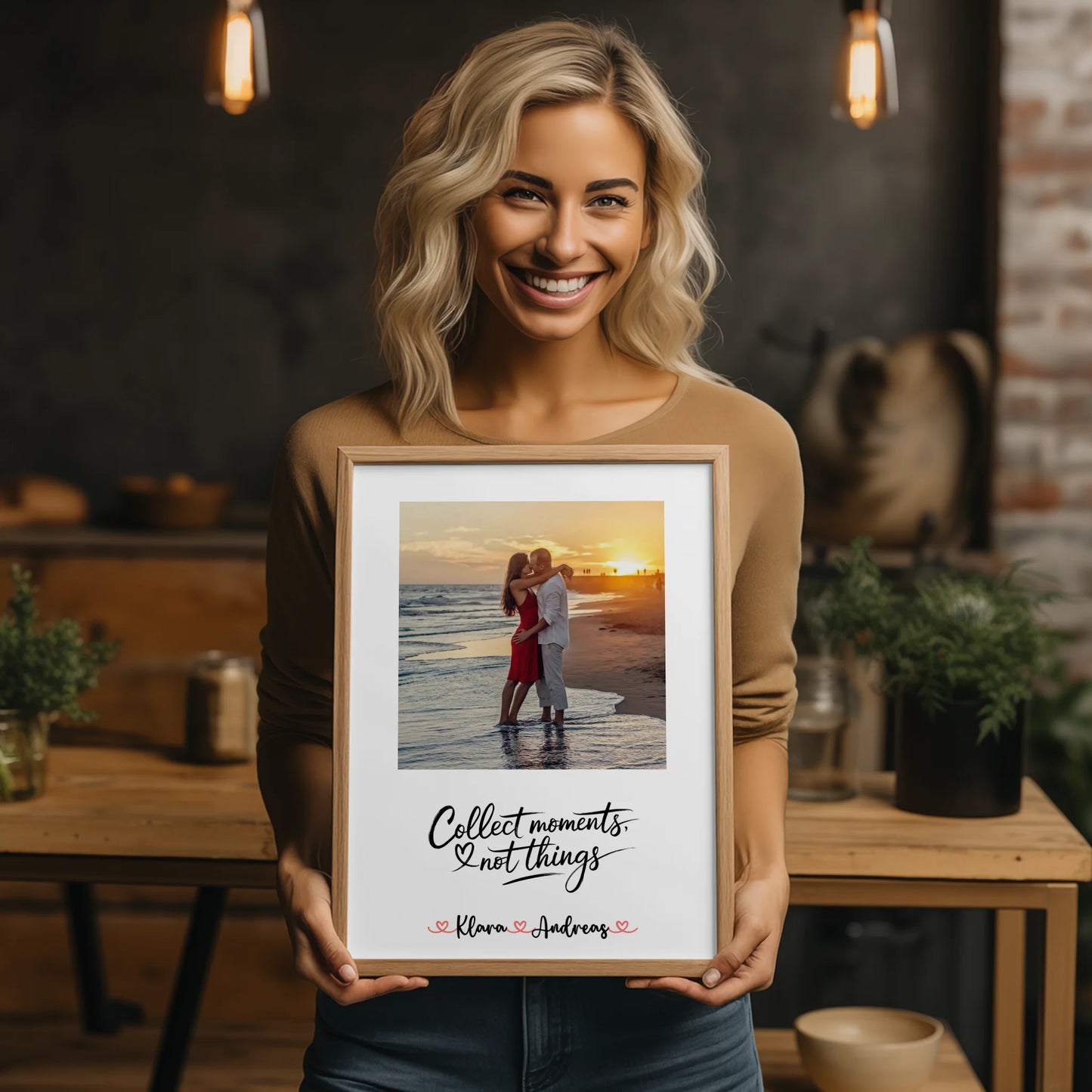 Pärchen Poster Personalisiert - Collect Moments Not Things mit Namen & Foto