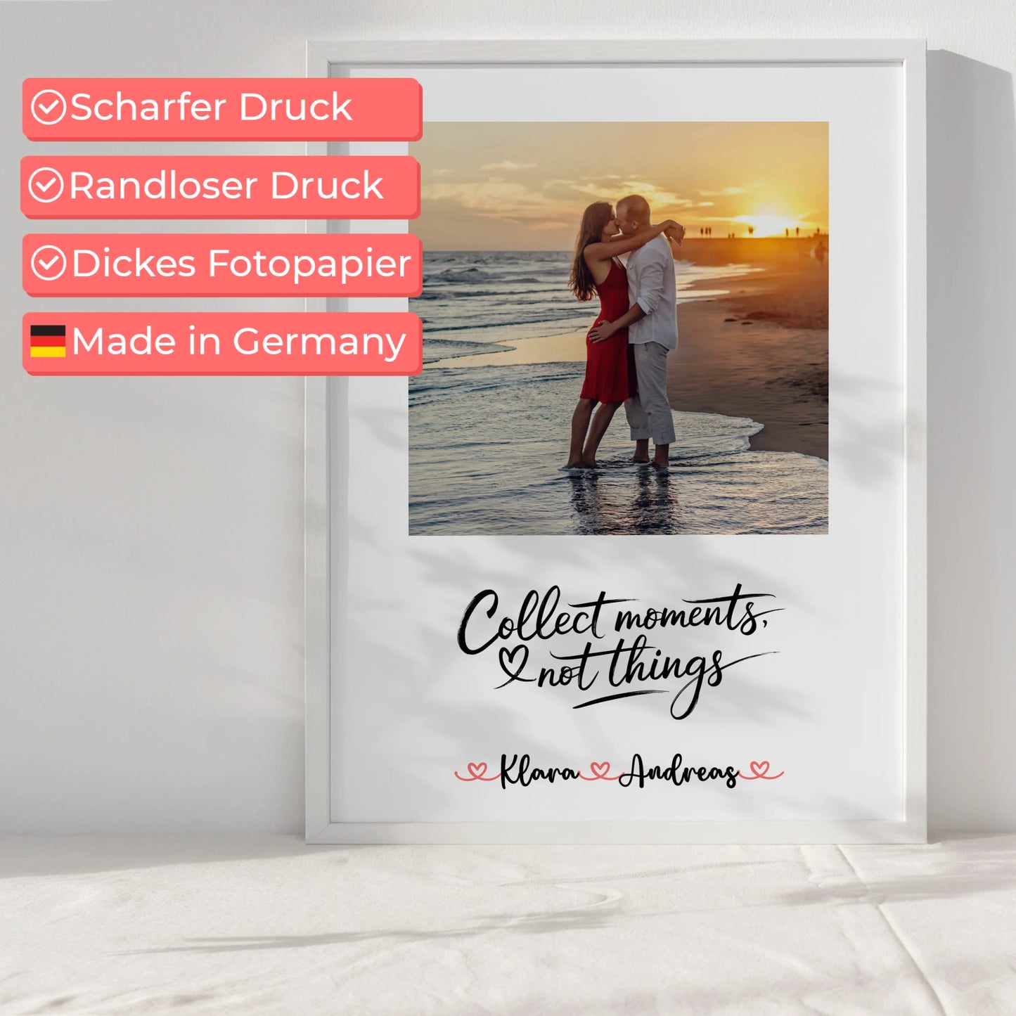 Pärchen Poster Personalisiert - Collect Moments Not Things mit Namen & Foto