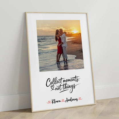 Pärchen Poster Personalisiert - Collect Moments Not Things mit Namen & Foto