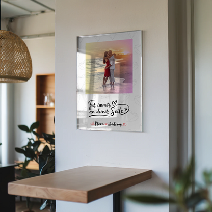 Acryl Fotocollage Glasbild An Deiner Seite Foto & Namen mit Hintergrund und Wunschtext