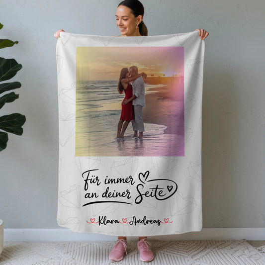 Personalisierte Kuscheldecke Mit Namen An Deiner Seite für Paare mit Foto & Wunschtext