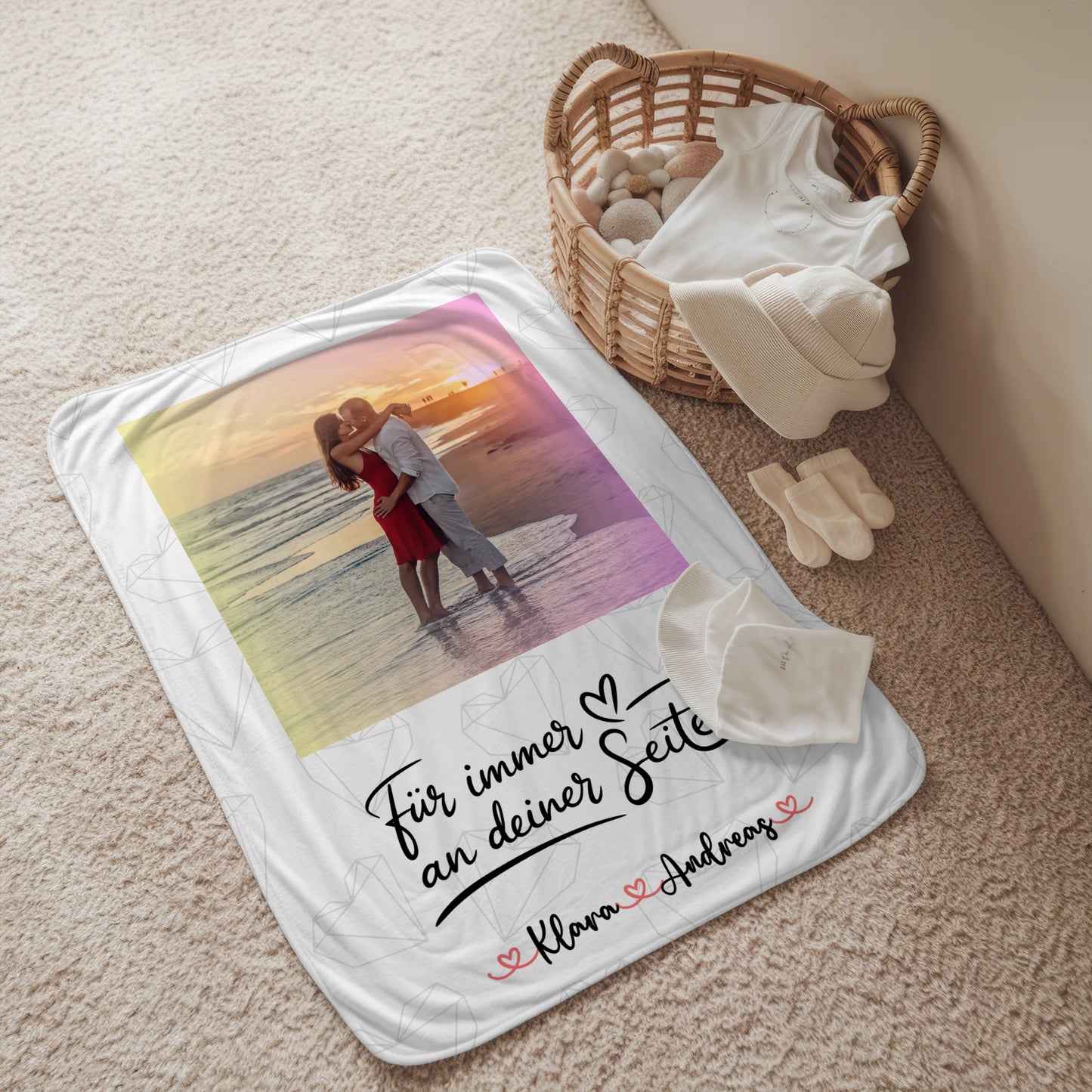 Personalisierte Kuscheldecke Mit Namen An Deiner Seite für Paare mit Foto & Wunschtext