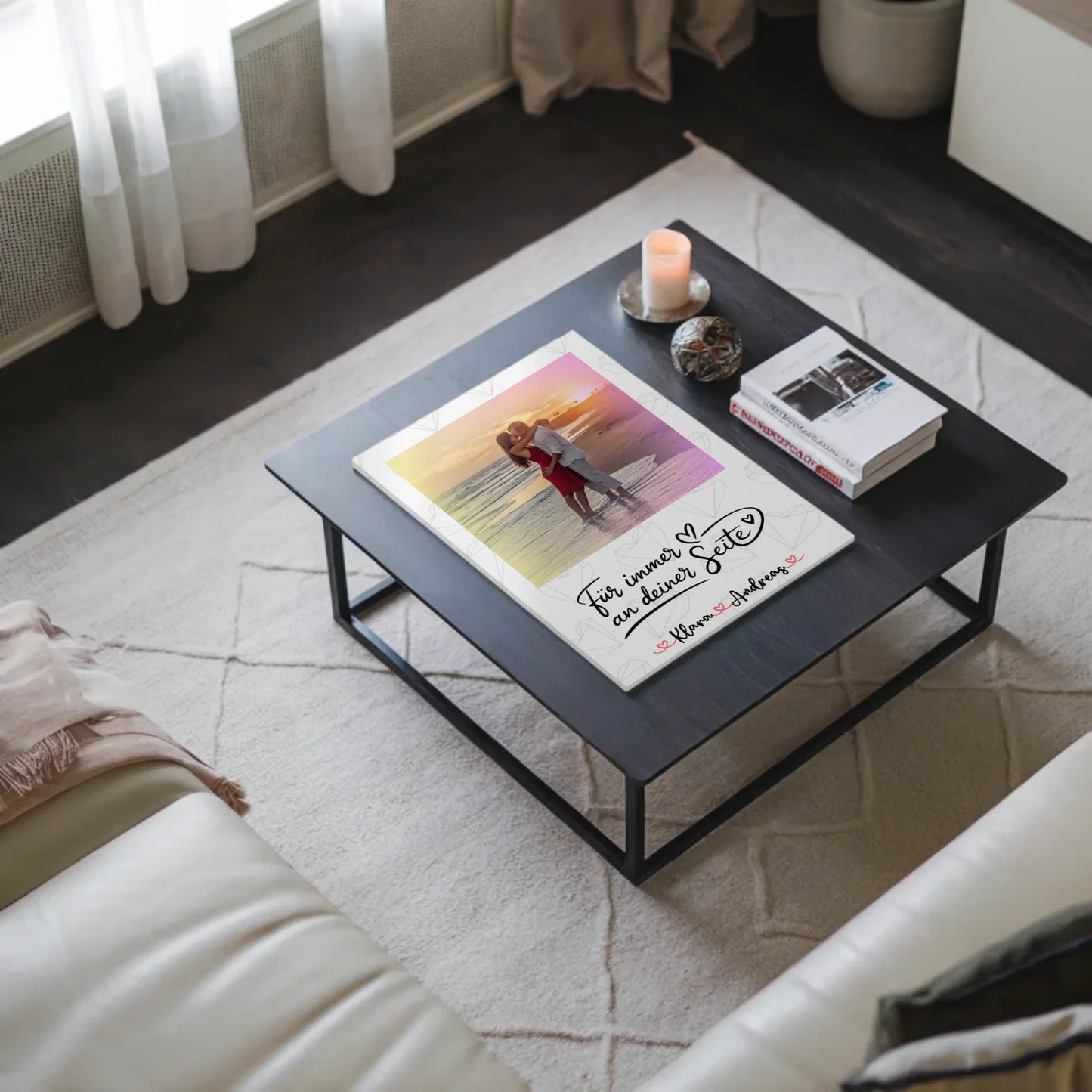 Fotoboard Magnet Wandbild An Deiner Seite Paare - 1 Foto, Hintergrund, Namen & Wunschtext