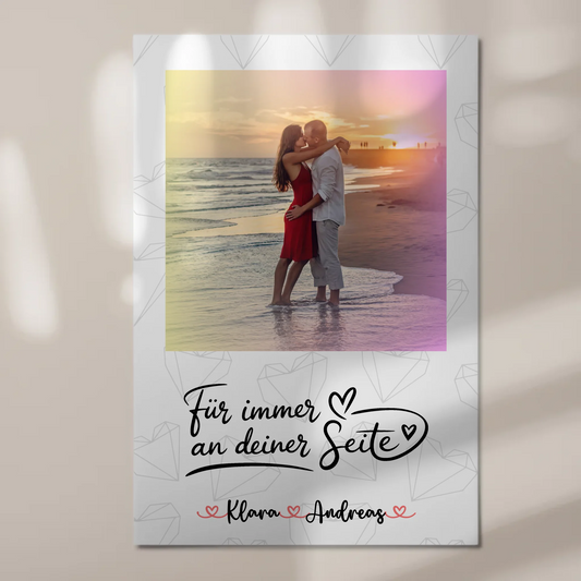 Fotoboard Magnet Wandbild An Deiner Seite Paare - 1 Foto, Hintergrund, Namen & Wunschtext