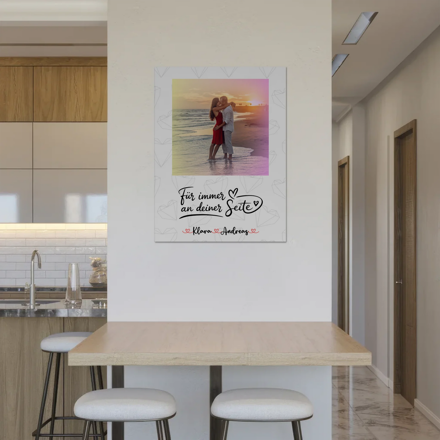 Fotoboard Magnet Wandbild An Deiner Seite Paare - 1 Foto, Hintergrund, Namen & Wunschtext