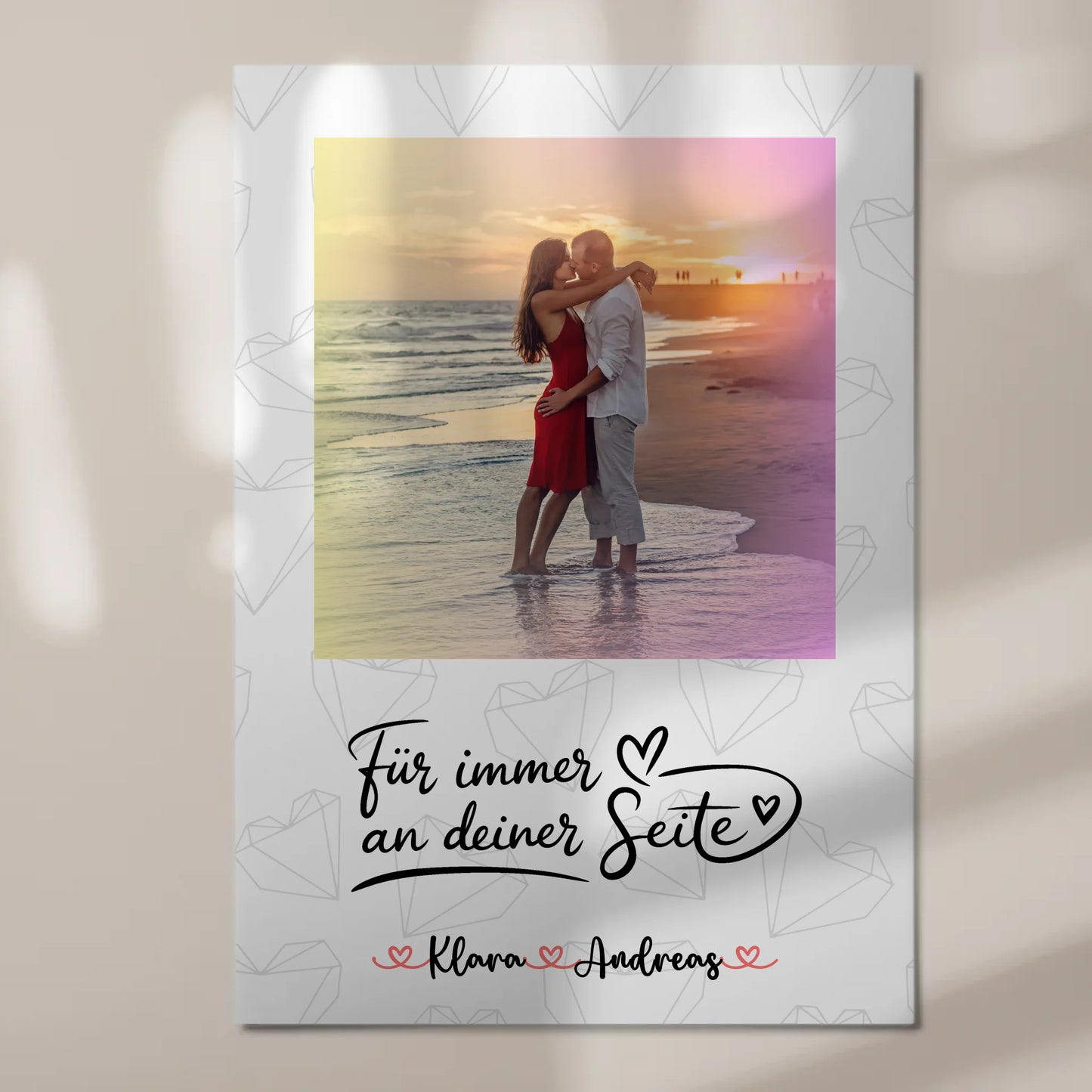 Fotoboard Magnet Wandbild An Deiner Seite Paare - 1 Foto, Hintergrund, Namen & Wunschtext