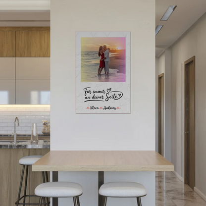Fotoboard Magnet Wandbild An Deiner Seite Paare - 1 Foto, Hintergrund, Namen & Wunschtext