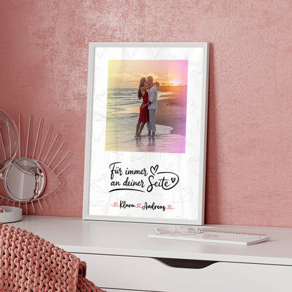 Partner Poster Personalisiert An Deiner Seite - Paare Foto & Namen mit eigenem Spruch