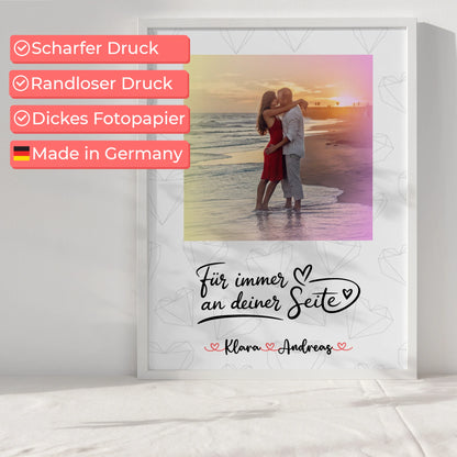 Partner Poster Personalisiert An Deiner Seite - Paare Foto & Namen mit eigenem Spruch