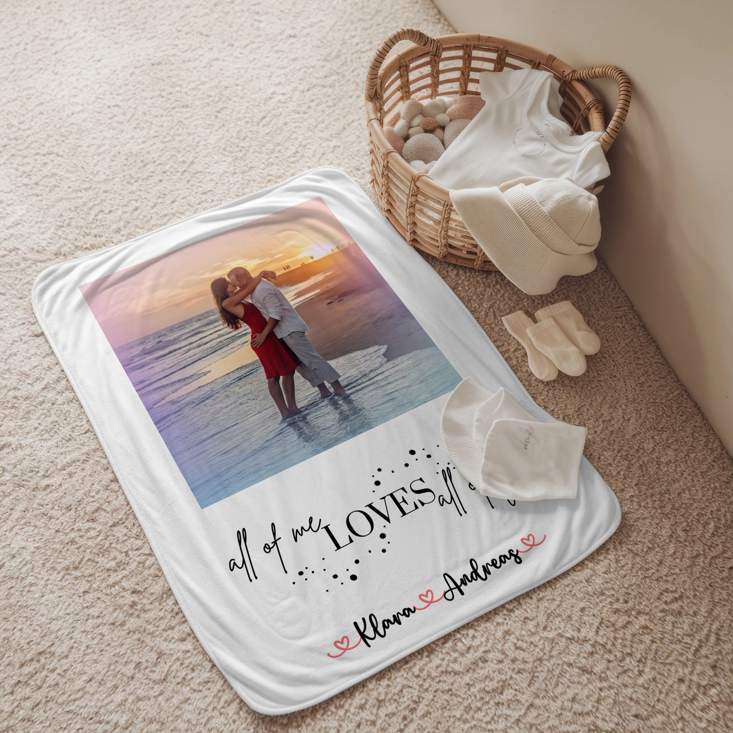 Personalisierte Kuscheldecke Mit Namen für Paare Mit Foto All Of Me Loves