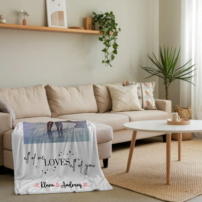 Personalisierte Kuscheldecke Mit Namen für Paare Mit Foto All Of Me Loves