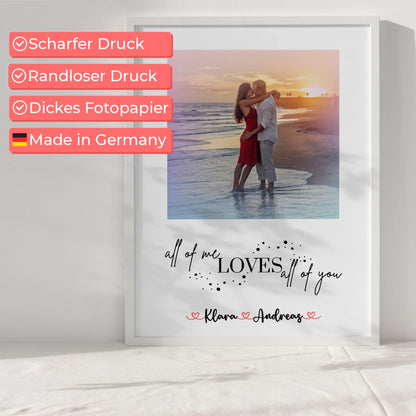 Liebesposter All Of Me Loves All Of You mit Foto für Paare, Namen & Wunschtext