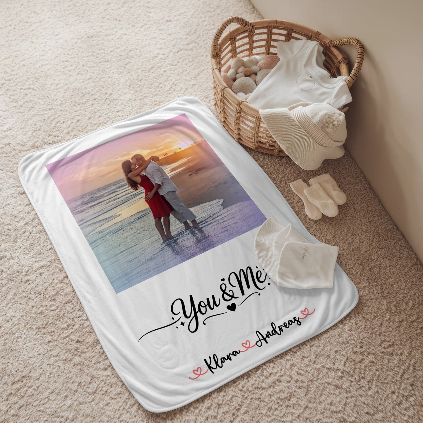 Decke Mit Namen Foto & Wunschtext personalisiert für Paare Home