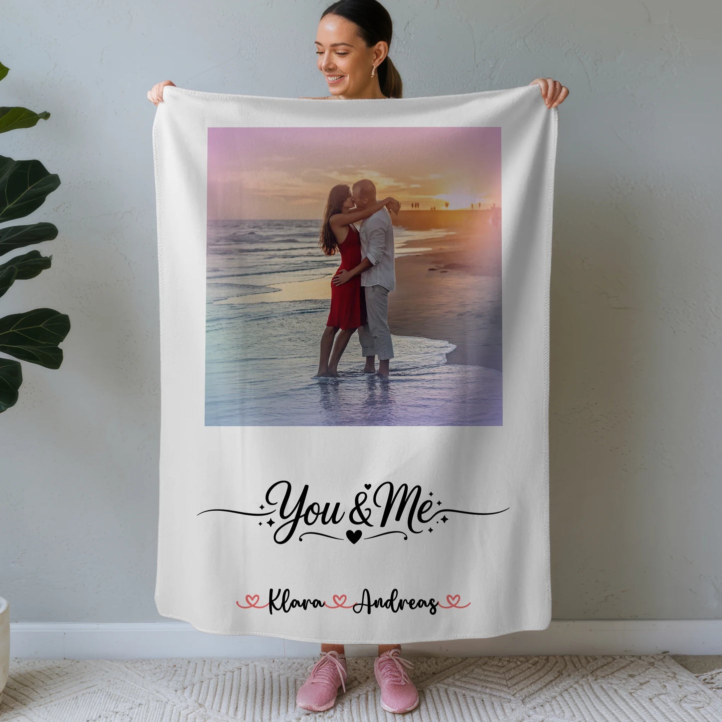 Decke Mit Namen Foto & Wunschtext personalisiert für Paare Home