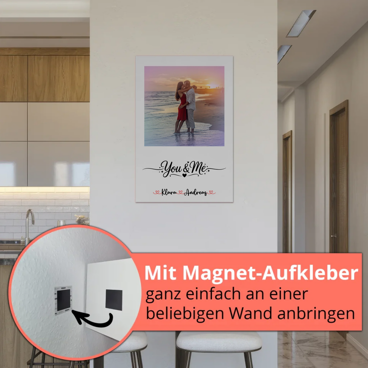 Fotoboard Poster Magnetisch Home Paare mit Namen Foto & Spruch
