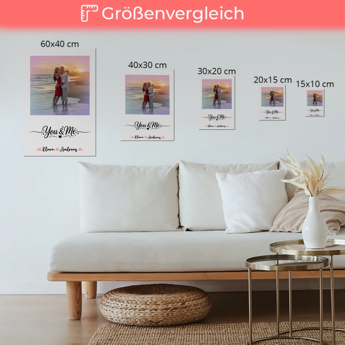 Fotoboard Poster Magnetisch Home Paare mit Namen Foto & Spruch