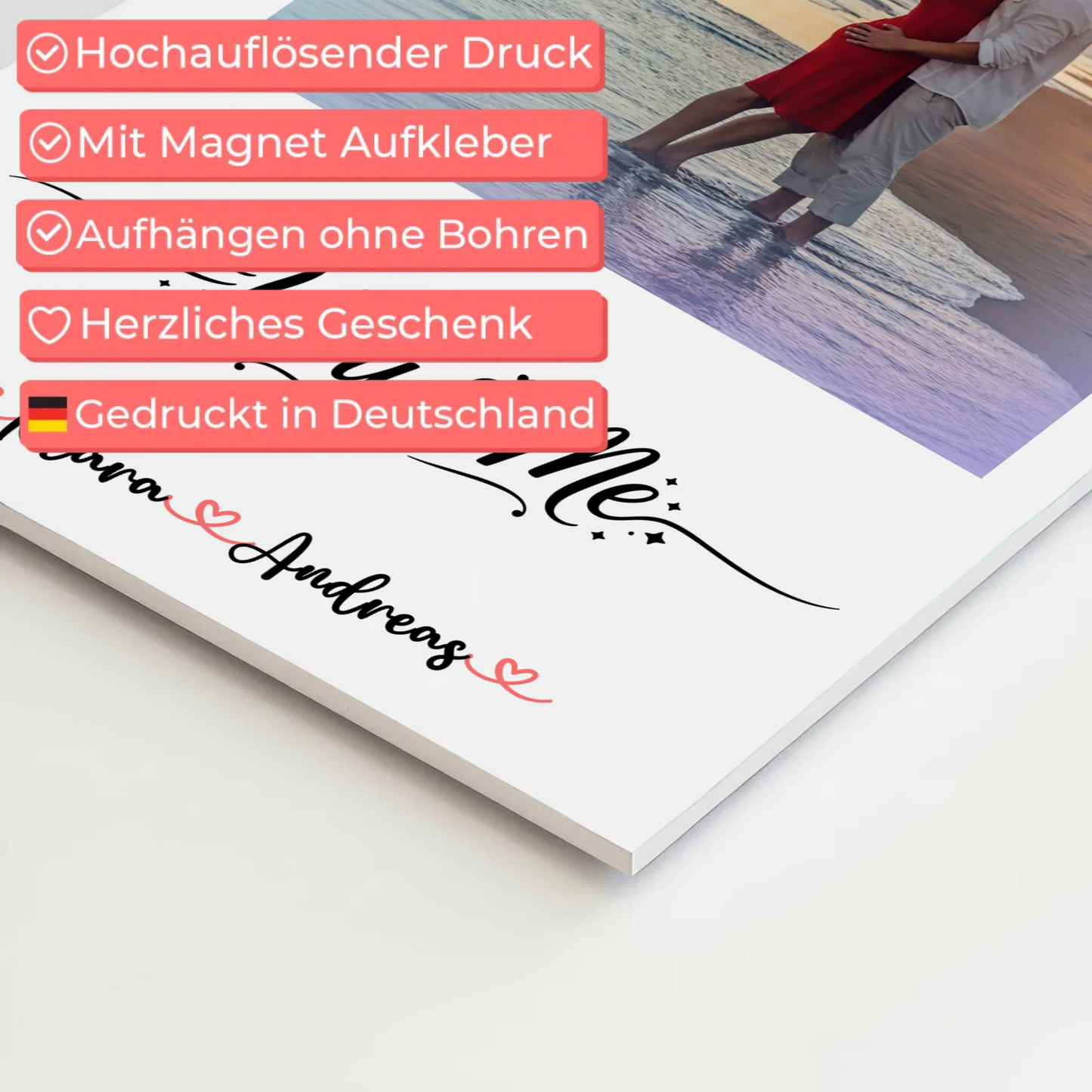 Fotoboard Poster Magnetisch Home Paare mit Namen Foto & Spruch