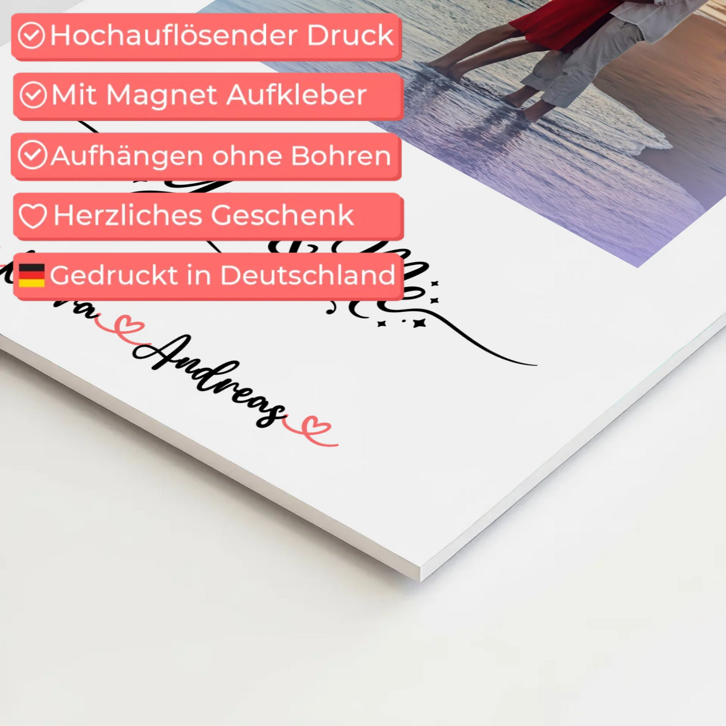 Fotoboard Poster Magnetisch Home Paare mit Namen Foto & Spruch