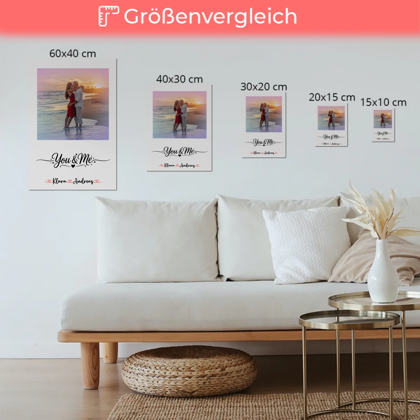 Fotoboard Poster Magnetisch Home Paare mit Namen Foto & Spruch