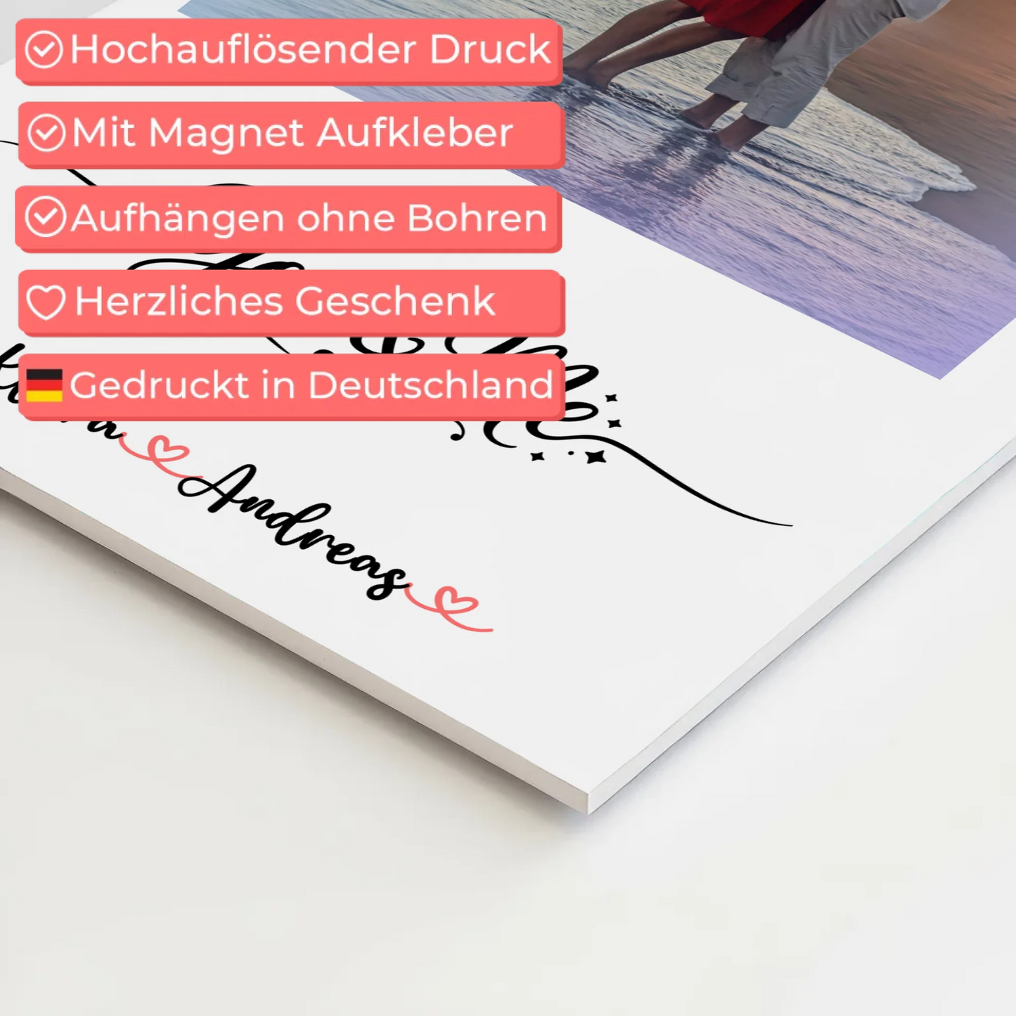 Fotoboard Poster Magnetisch Home Paare mit Namen Foto & Spruch