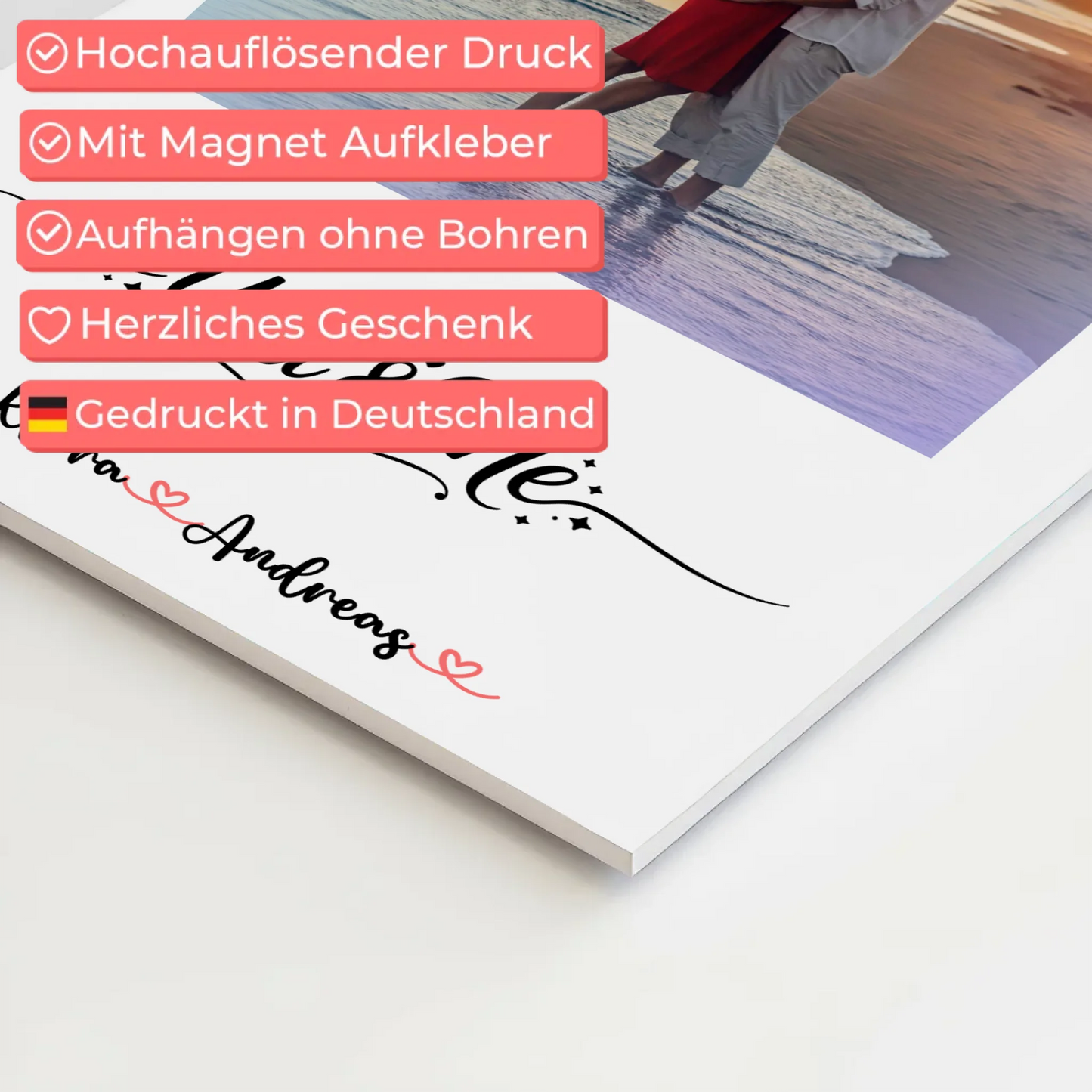 Fotoboard Poster Magnetisch Home Paare mit Namen Foto & Spruch