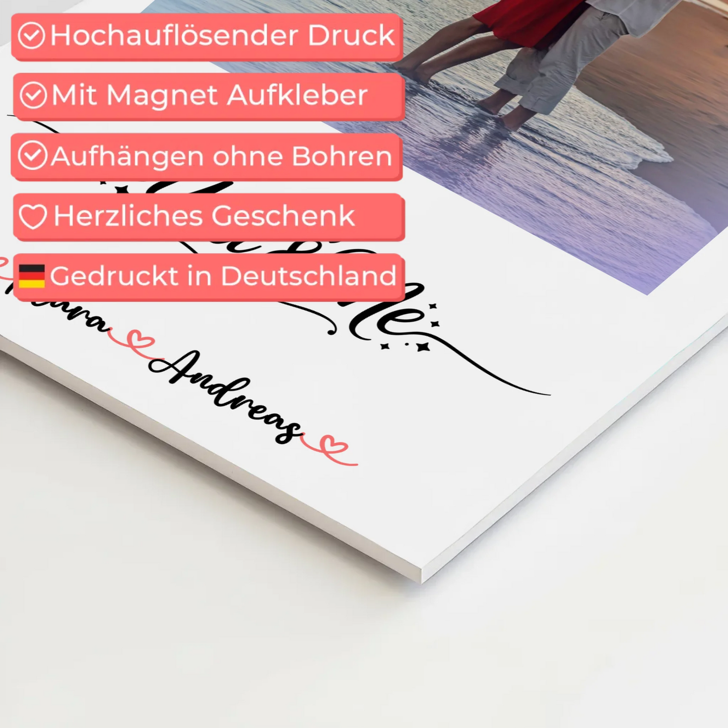 Fotoboard Poster Magnetisch Home Paare mit Namen Foto & Spruch