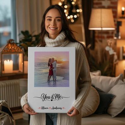 Pärchen Leinwand mit Foto, mit Namen & eigenem Spruch für Paare