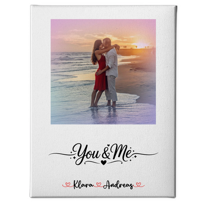 Pärchen Leinwand mit Foto, mit Namen & eigenem Spruch für Paare