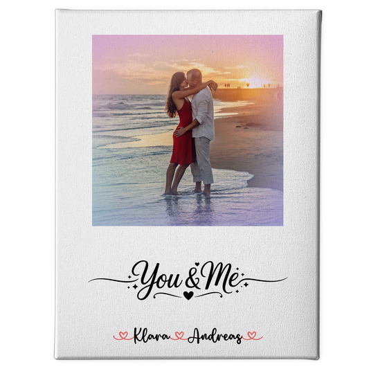 Pärchen Leinwand mit Foto, mit Namen & eigenem Spruch für Paare