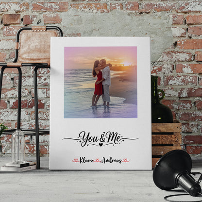 Pärchen Leinwand mit Foto, mit Namen & eigenem Spruch für Paare