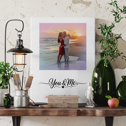 Pärchen Leinwand mit Foto, mit Namen & eigenem Spruch für Paare