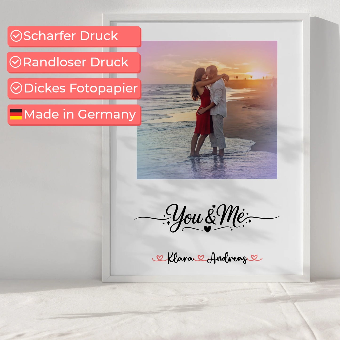 Liebes Poster für Paare - Personalisiert mit Foto, Namen & Spruch