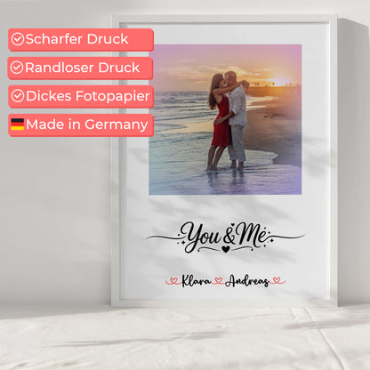 Liebes Poster für Paare - Personalisiert mit Foto, Namen & Spruch
