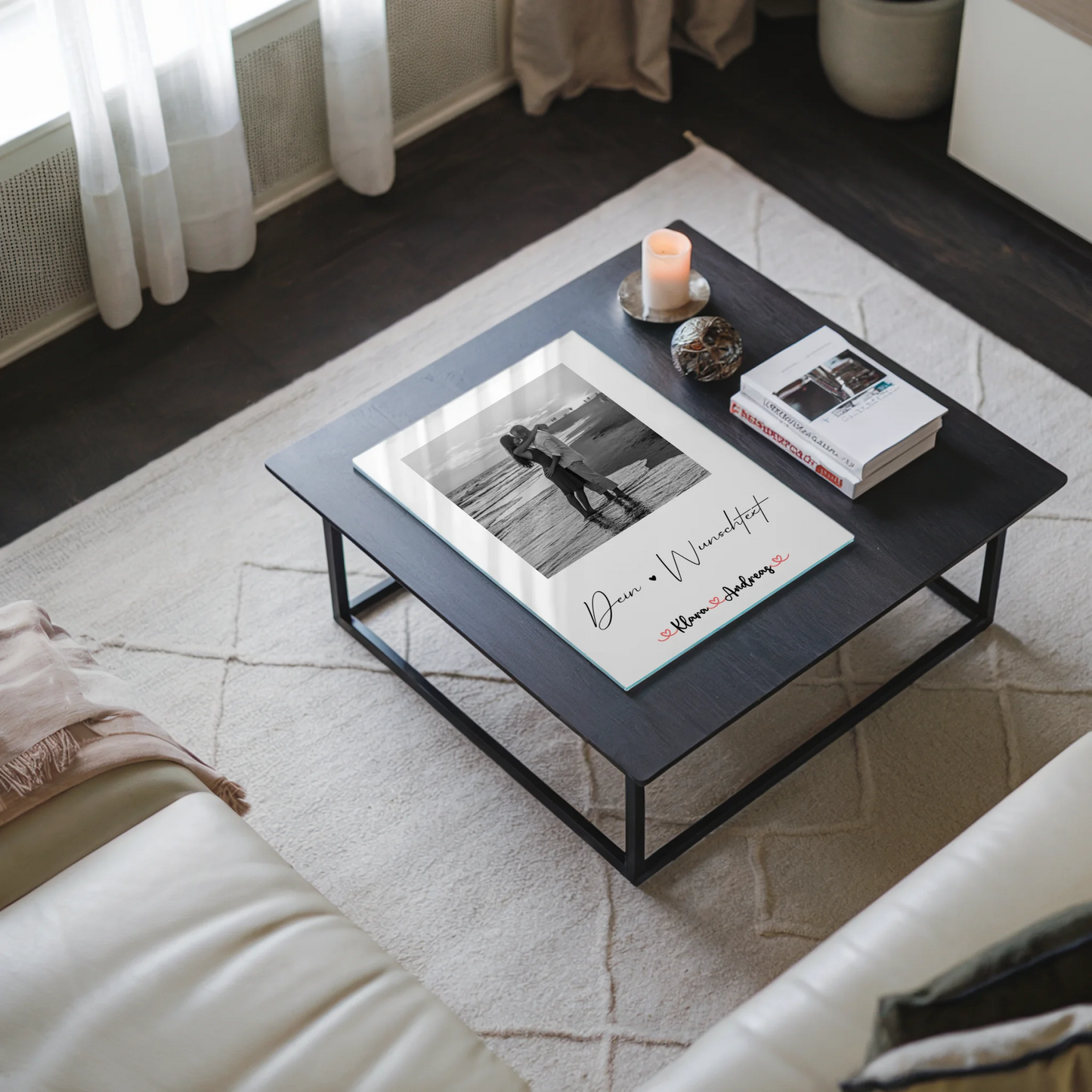 Personalisiertes Acrylglas Bild Mit Foto, Namen & Wunschtext für Paare Black & White