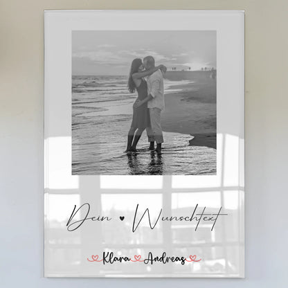 Personalisiertes Acrylglas Bild Mit Foto, Namen & Wunschtext für Paare Black & White