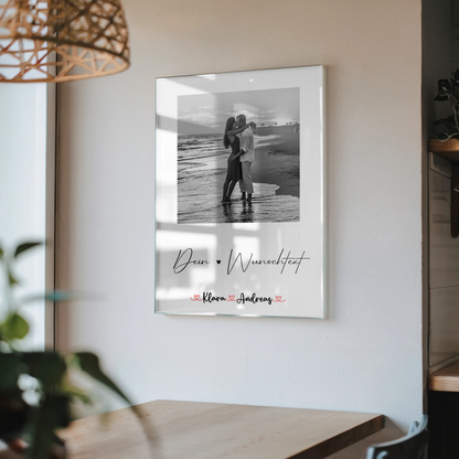 Personalisiertes Acrylglas Bild Mit Foto, Namen & Wunschtext für Paare Black & White