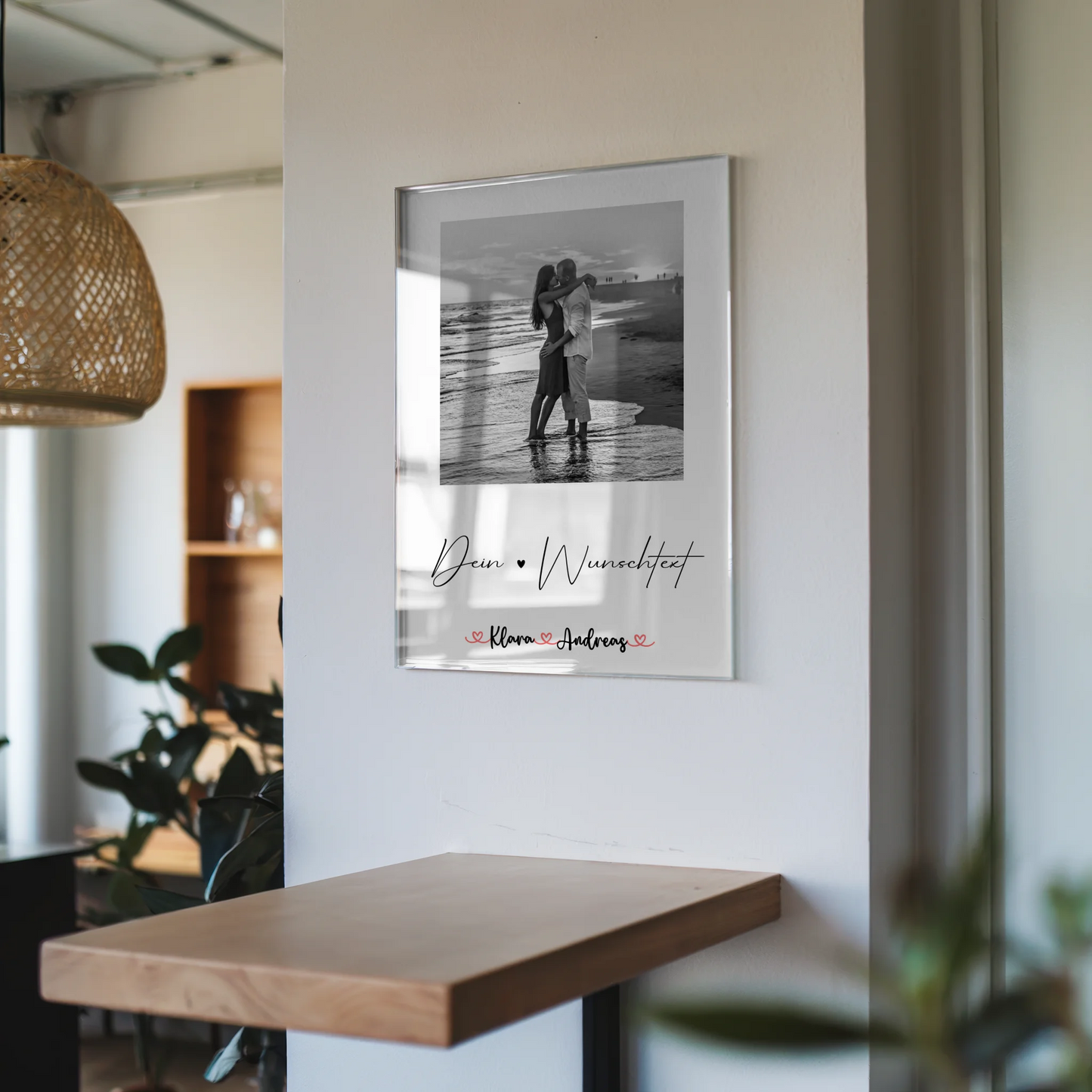 Personalisiertes Acrylglas Bild Mit Foto, Namen & Wunschtext für Paare Black & White