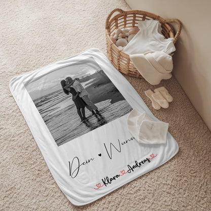Decke Mit Namen personalisiert für Paare Mit Foto Wunschtext und Black & White