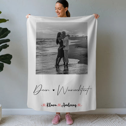Decke Mit Namen personalisiert für Paare Mit Foto Wunschtext und Black & White